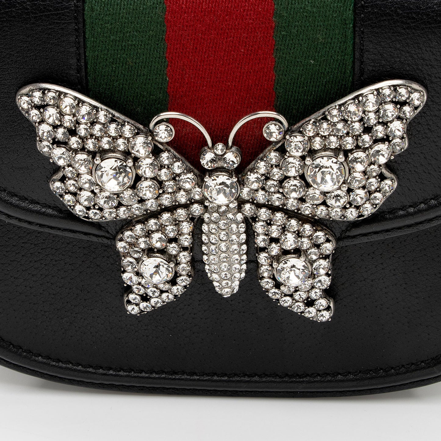 Gucci Leather Crystal Butterfly Linea Totem Small Crossbody (SHF-EzIHWx)