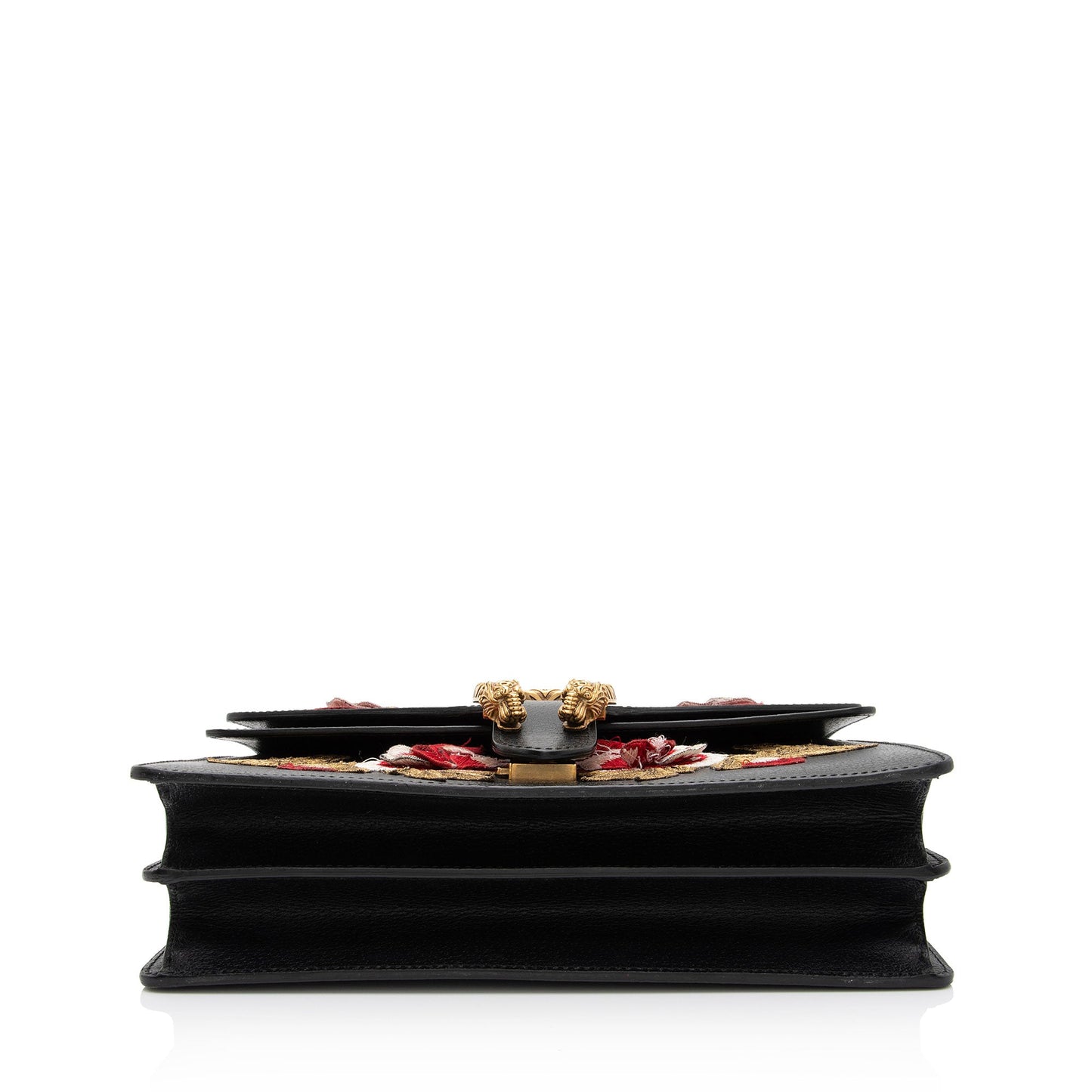 Gucci Leather Embroidered Rose Dionysus Medium Shoulder Bag (SHF-7coiPQ)