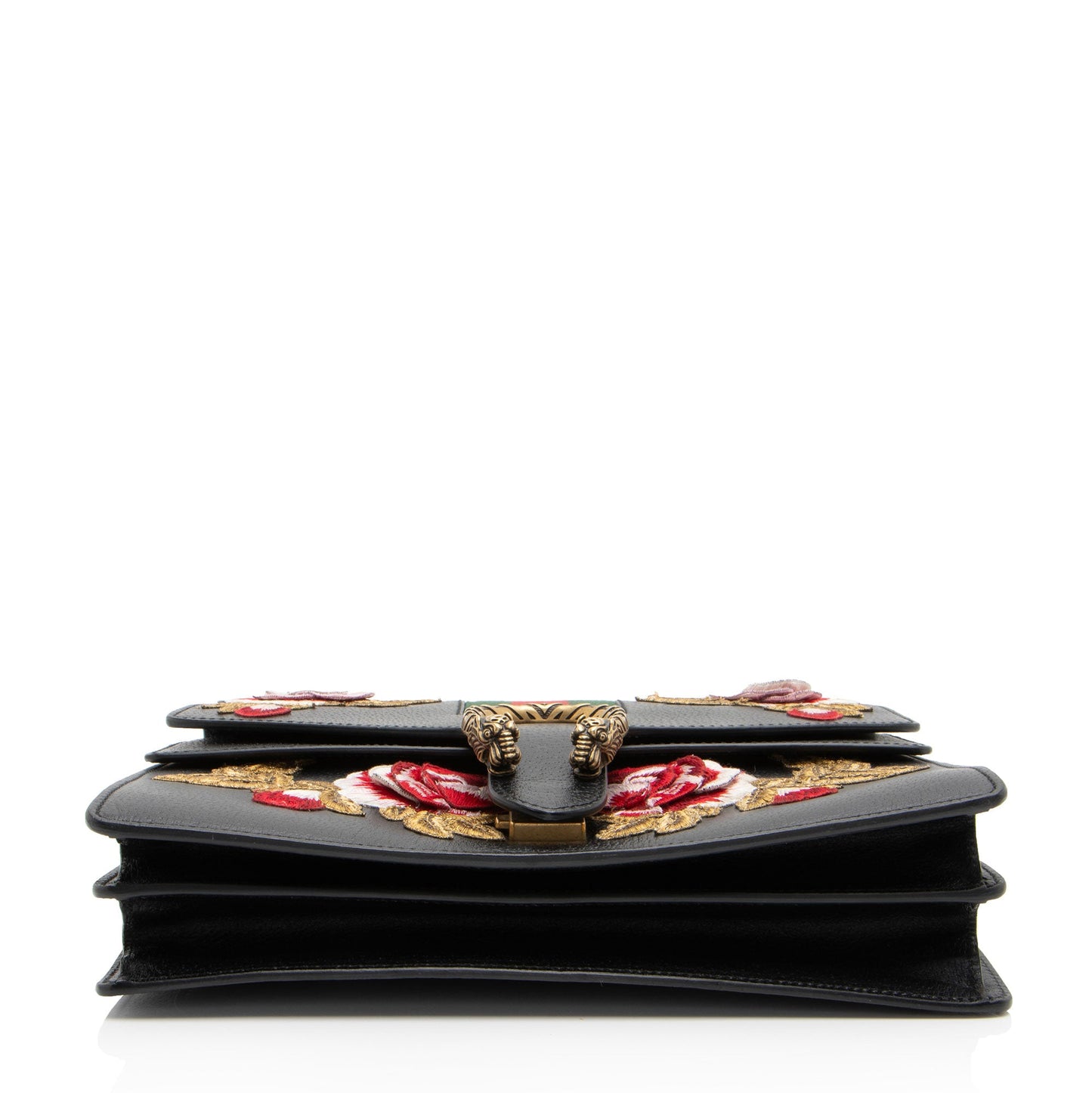 Gucci Leather Embroidered Rose Dionysus Medium Shoulder Bag (SHF-NIvfQT)