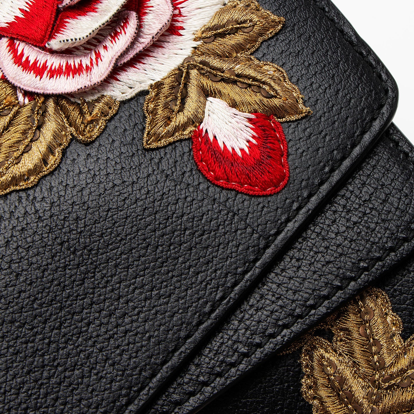 Gucci Leather Embroidered Rose Dionysus Medium Shoulder Bag (SHF-NIvfQT)