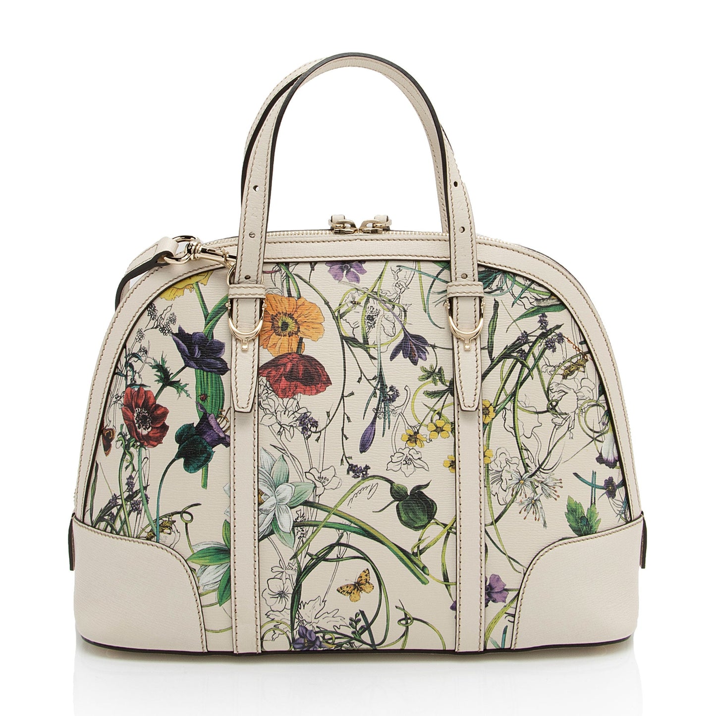 Gucci Leather Flora Nice Satchel (SHF-5DGwQW)