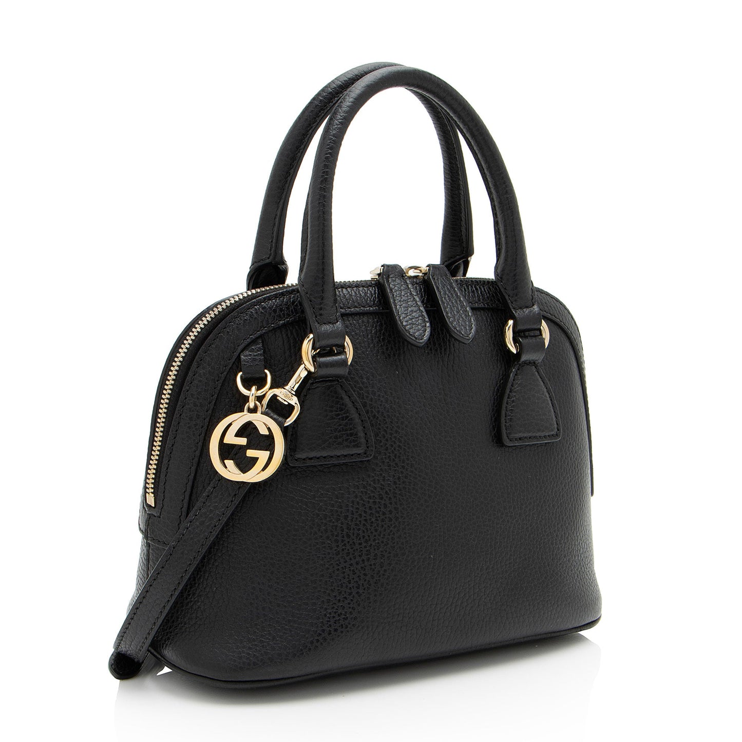 Gucci Leather GG Charm Dome Small Shoulder Bag (SHF-RTrfn9)