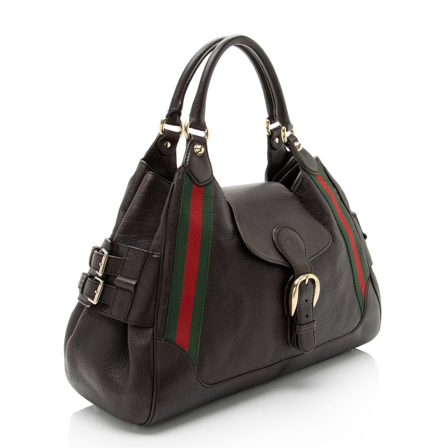 Gucci Leather Heritage Web Buckle Medium Satchel