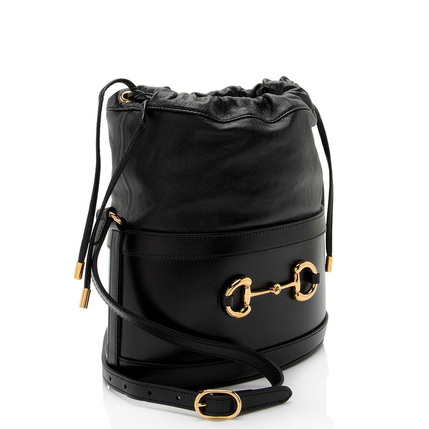 Gucci Leather Horsebit 1955 Drawstring Bucket Bag (SHF-gQJSRI)