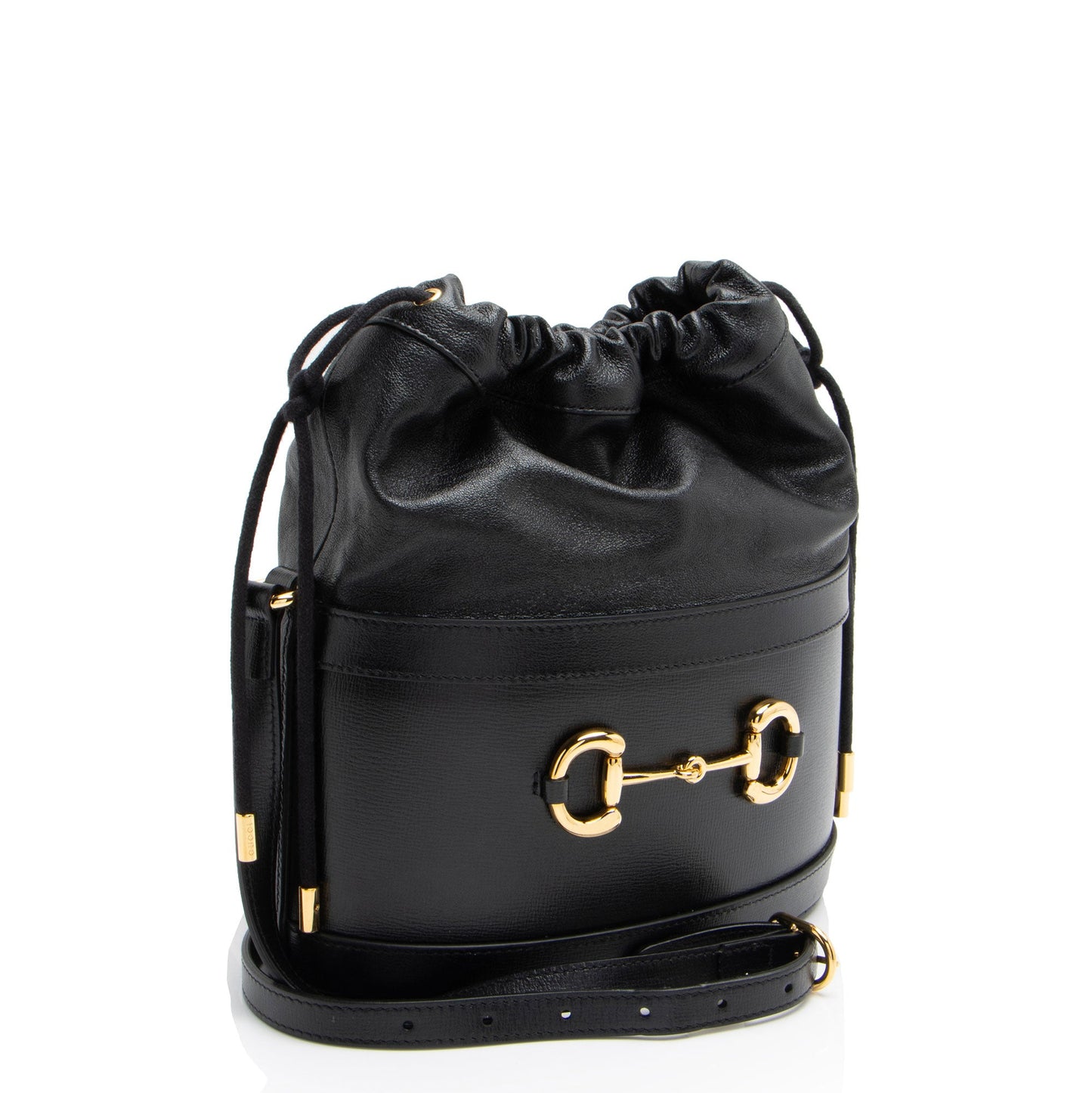 Gucci Leather Horsebit 1955 Drawstring Bucket Bag (SHF-LUUWQJ)