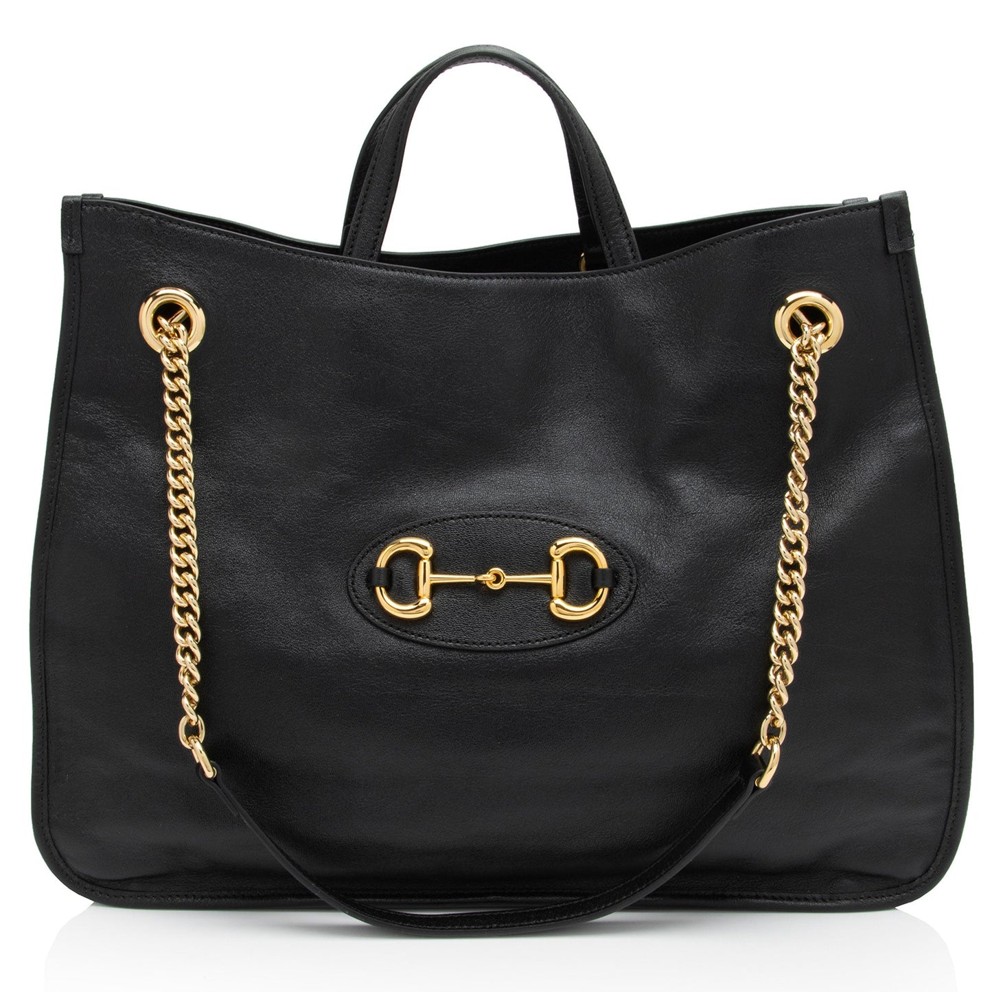 Gucci Leather Horsebit 1955 Chain Large Tote (SHF-LnlXOo)