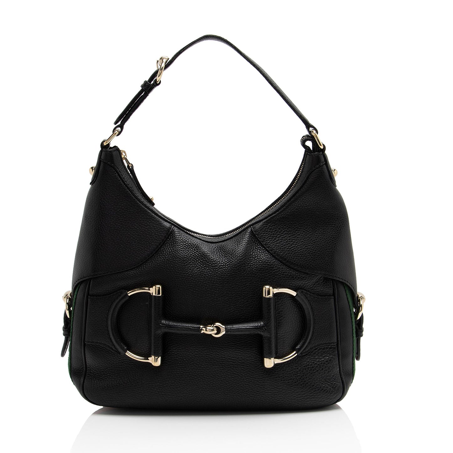 Gucci Leather Web Heritage Horsebit Large Hobo (SHF-yRvuke)