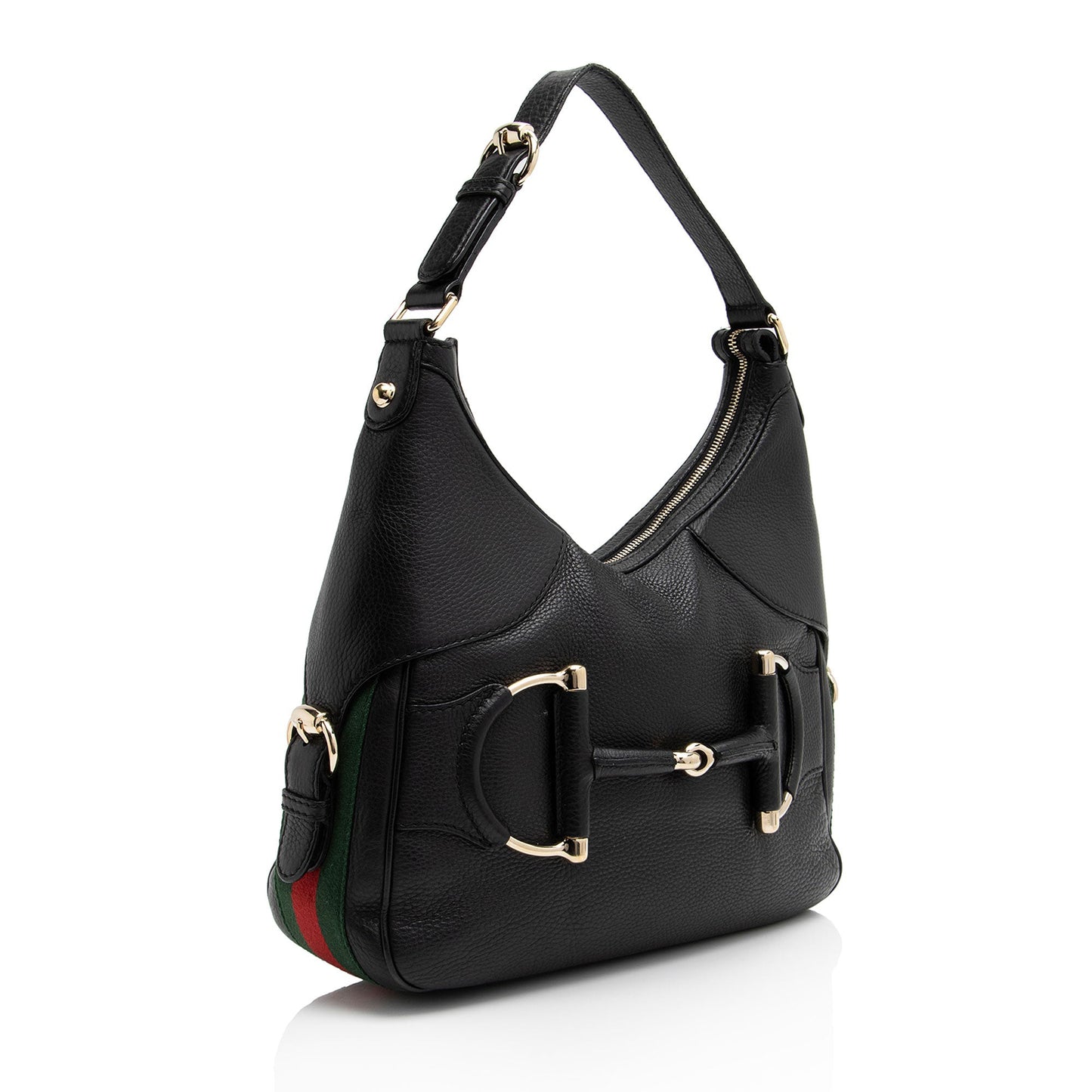Gucci Leather Web Heritage Horsebit Large Hobo (SHF-yRvuke)