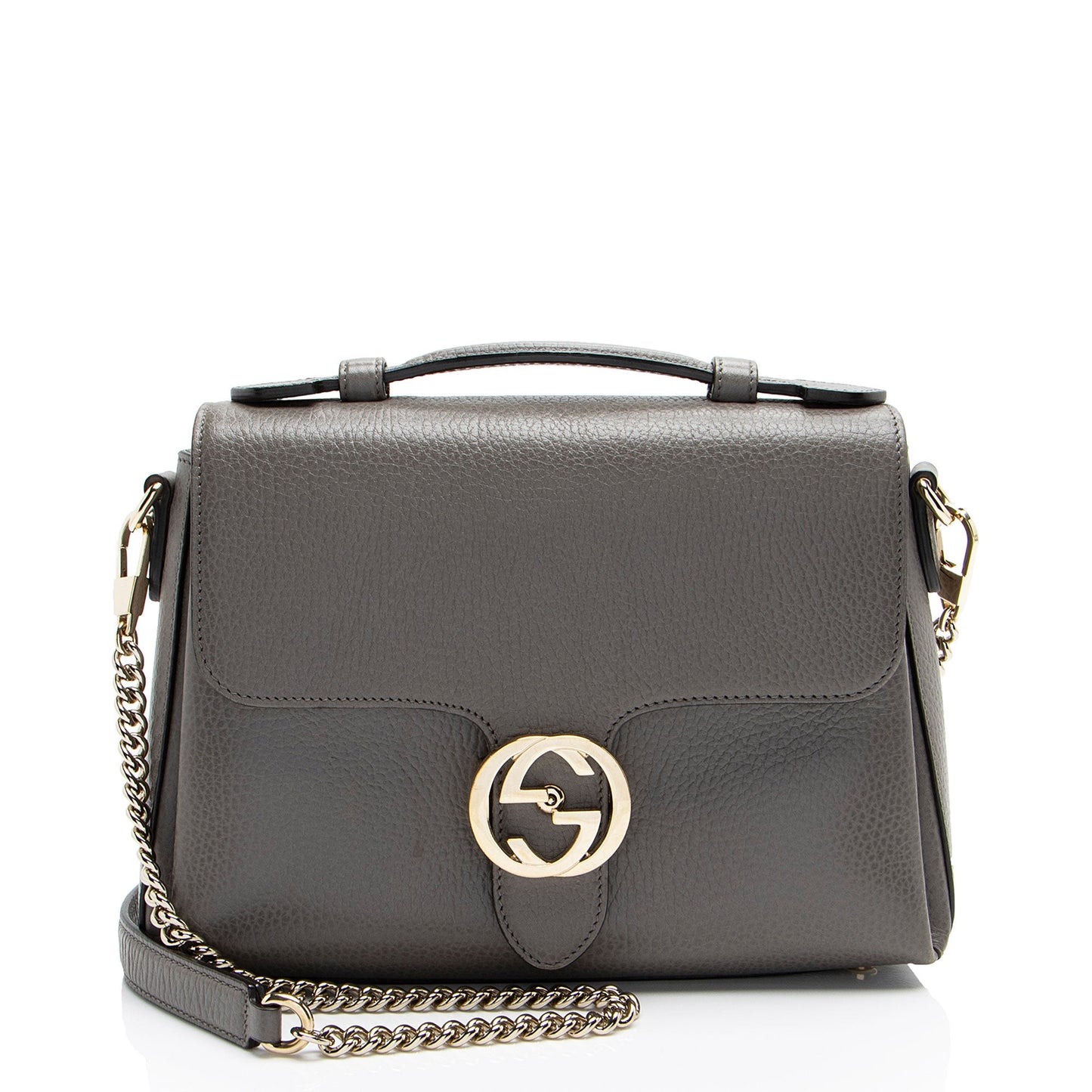 Gucci Leather Interlocking G Small Top Handle (SHF-ug7uku)