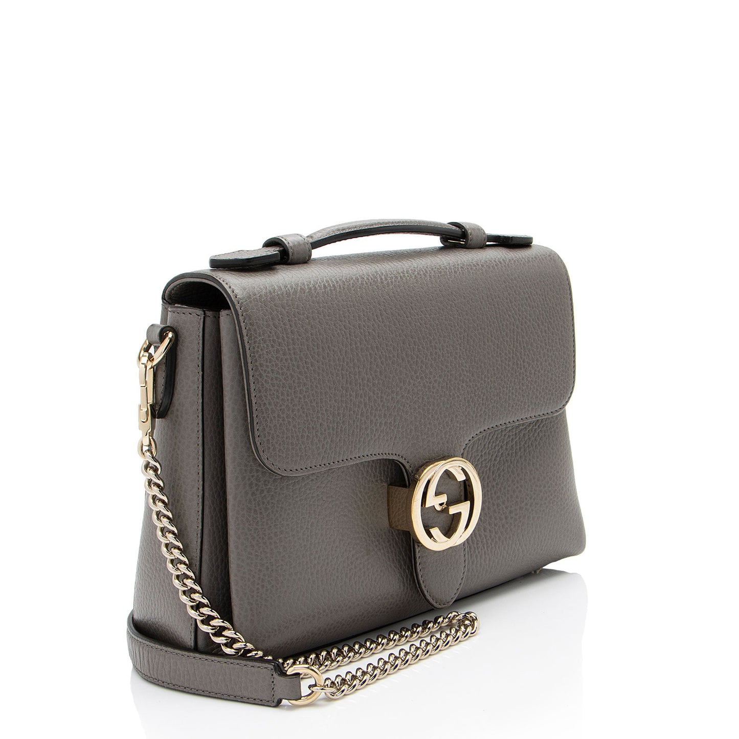 Gucci Leather Interlocking G Small Top Handle (SHF-ug7uku)