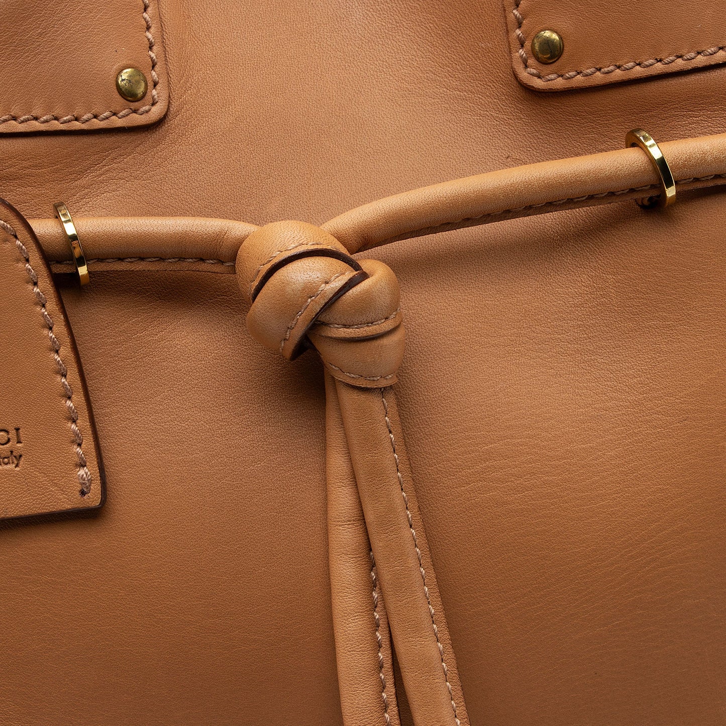 Gucci Leather Drawstring N/S Tote (SHF-33ZFKH)