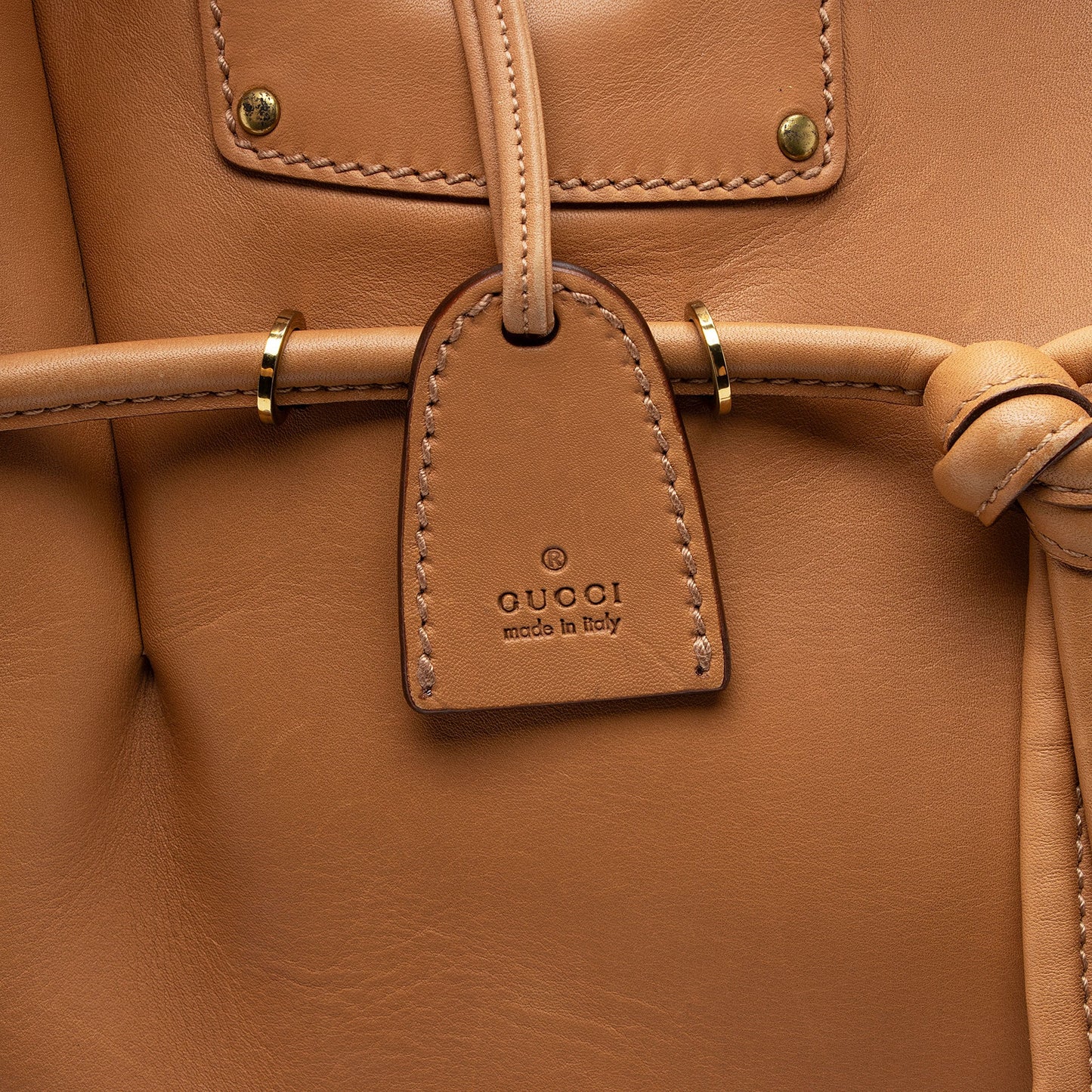 Gucci Leather Drawstring N/S Tote (SHF-33ZFKH)