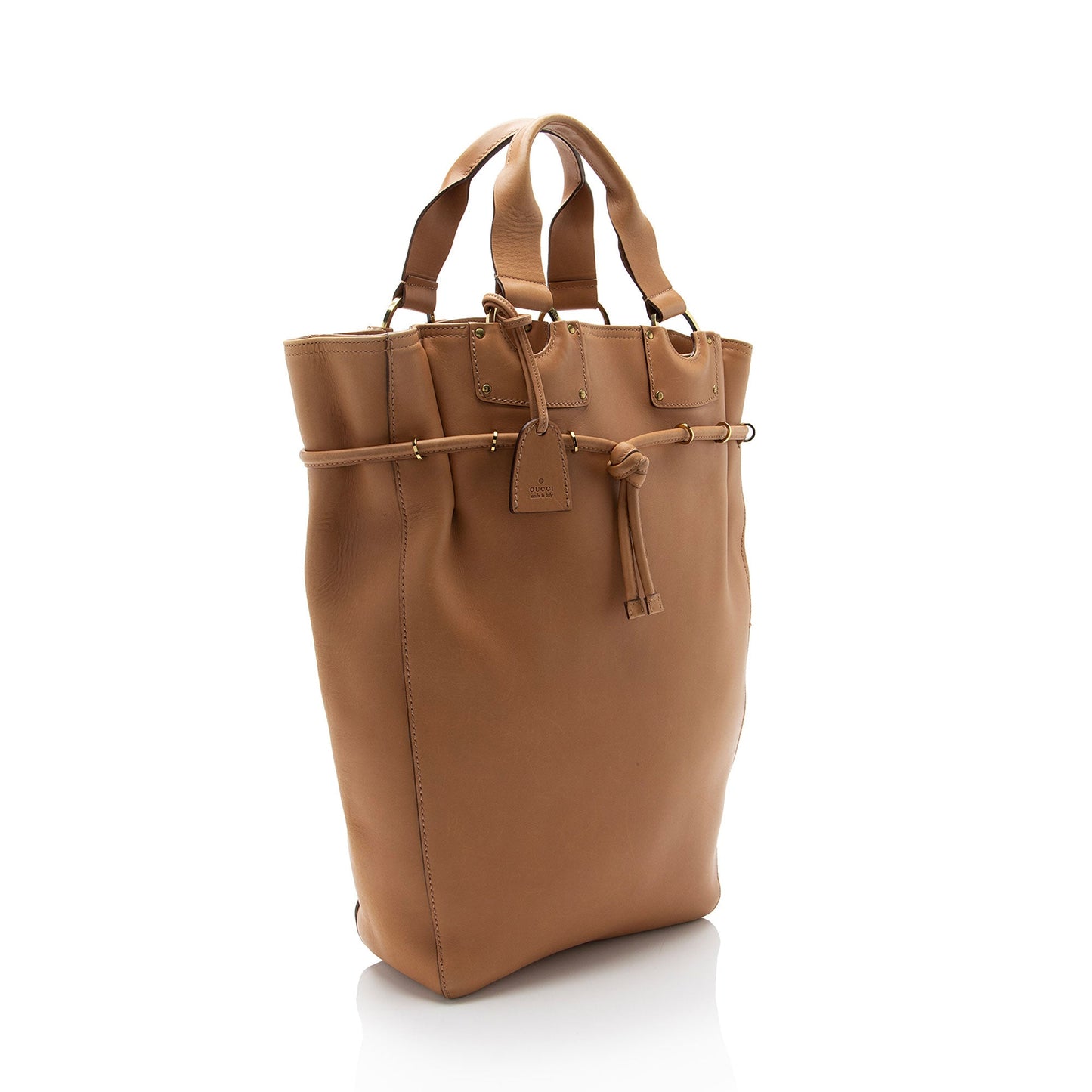 Gucci Leather Drawstring N/S Tote (SHF-33ZFKH)