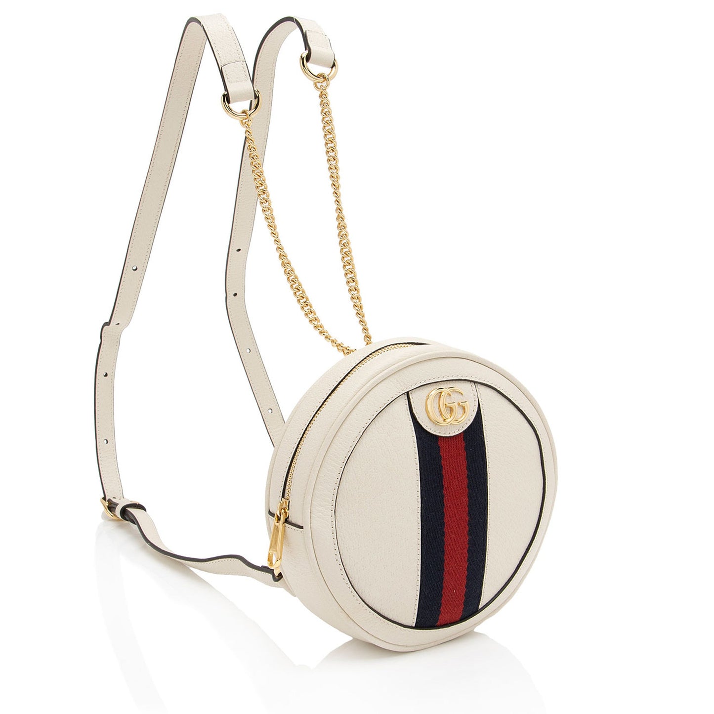 Gucci Leather Ophidia Round Mini Backpack