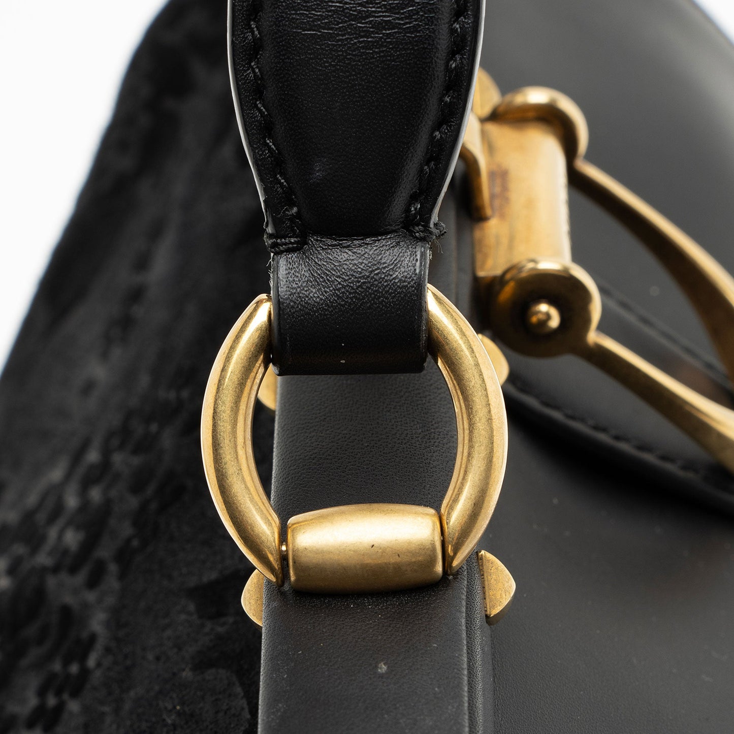Gucci Leather Velvet Lady Stirrup Top Handle