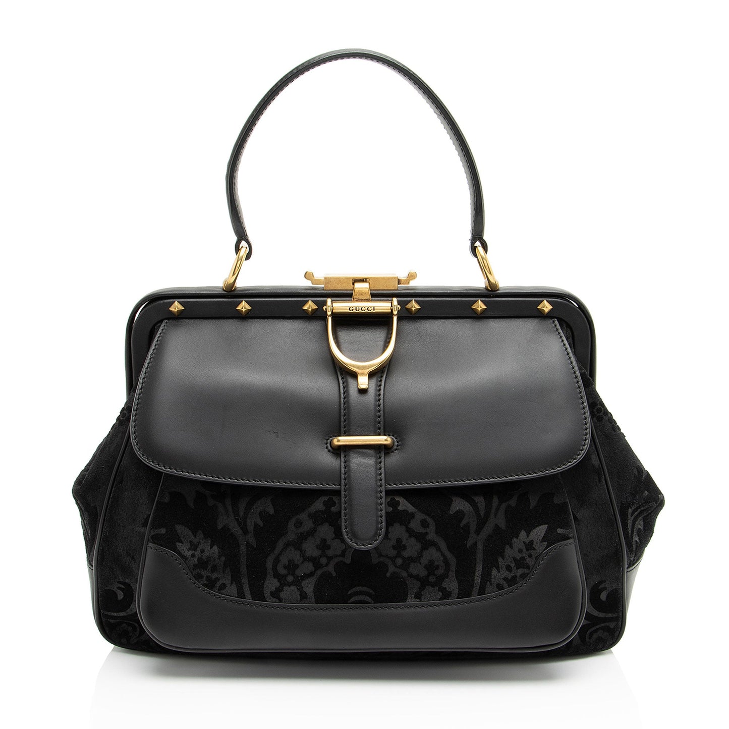 Gucci Leather Velvet Lady Stirrup Top Handle