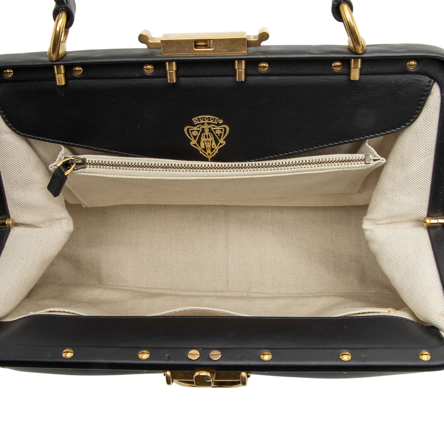 Gucci Leather Velvet Lady Stirrup Top Handle