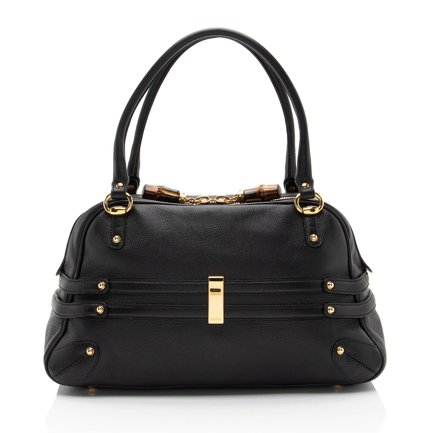 Gucci Leather Bamboo Horsebit Wave Satchel (SHF-Ka9DSr)