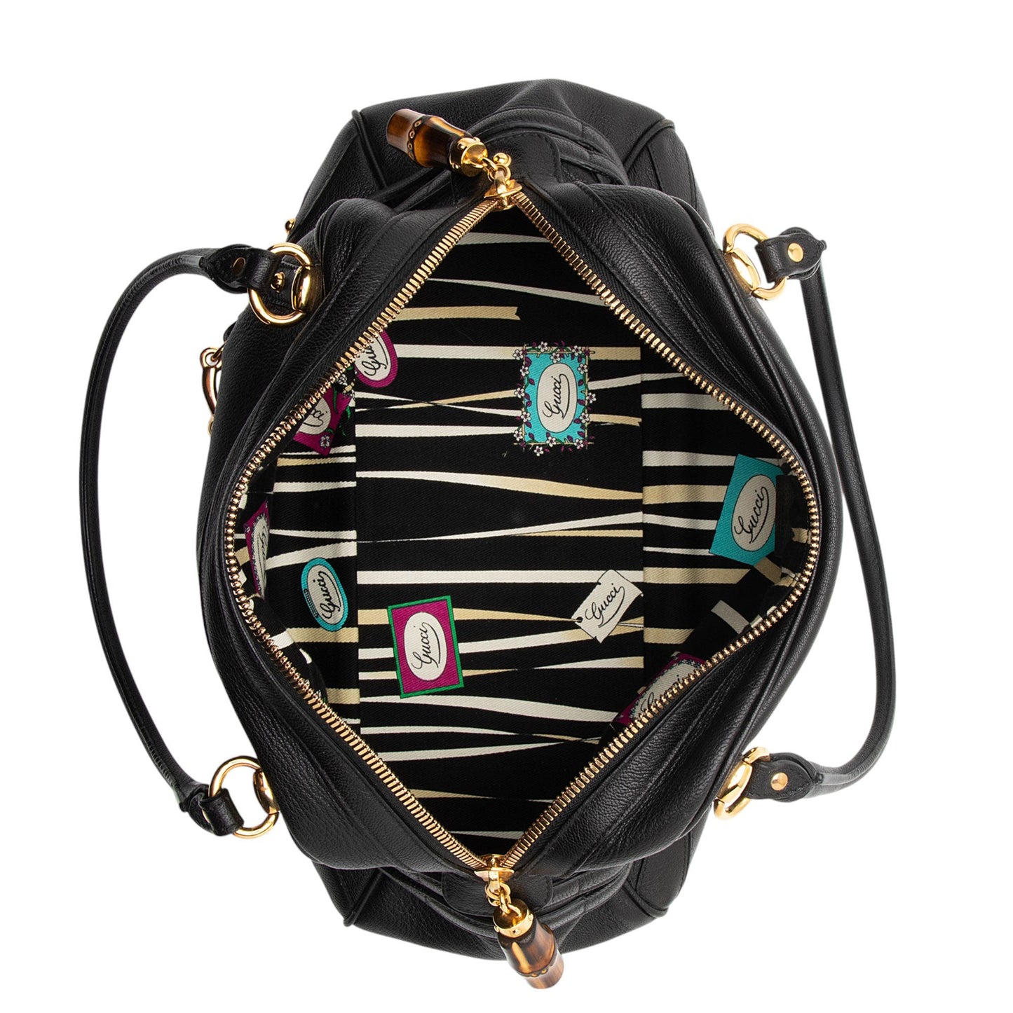 Gucci Leather Bamboo Horsebit Wave Satchel (SHF-Ka9DSr)