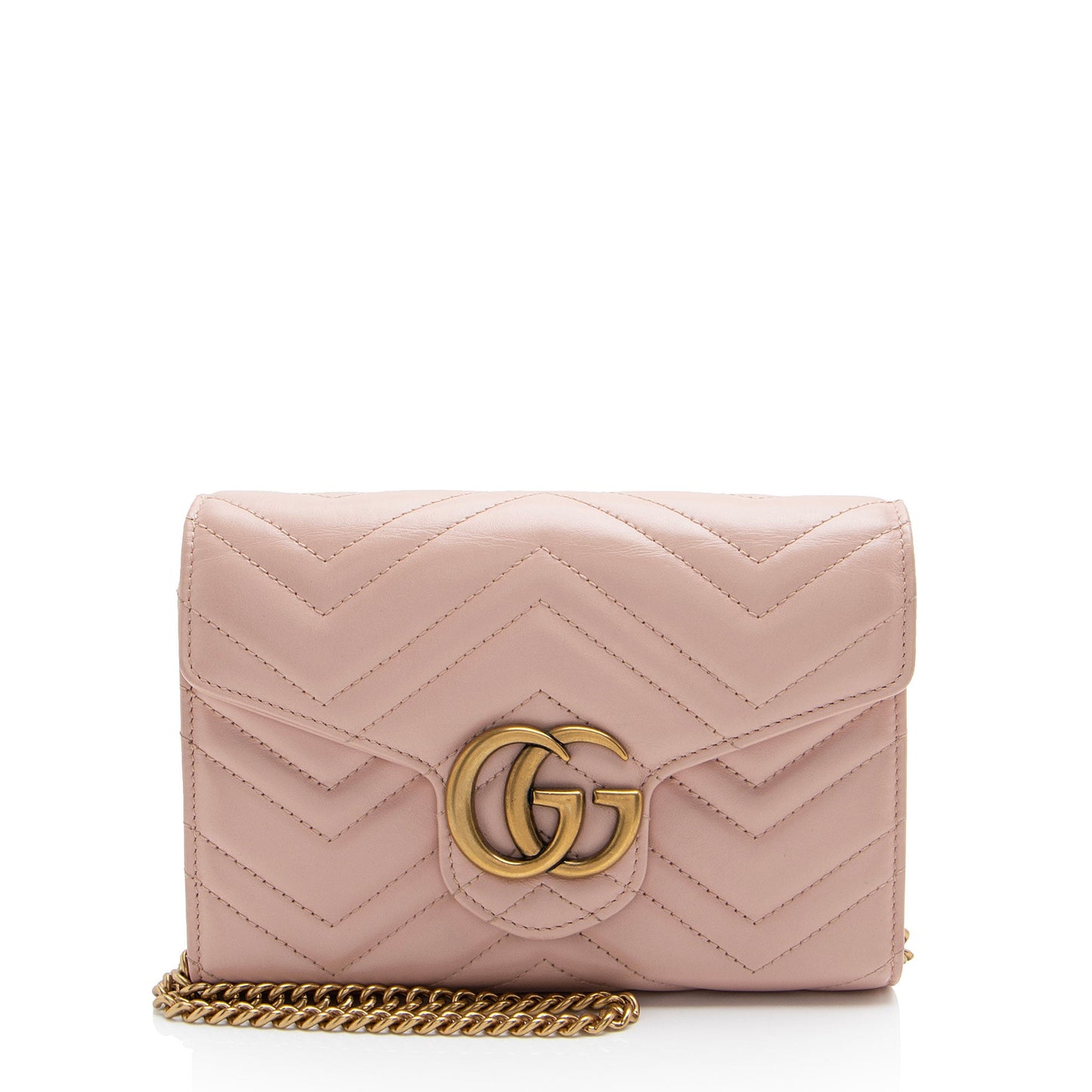 Gucci Matelasse Leather GG Marmont Mini Wallet on Chain