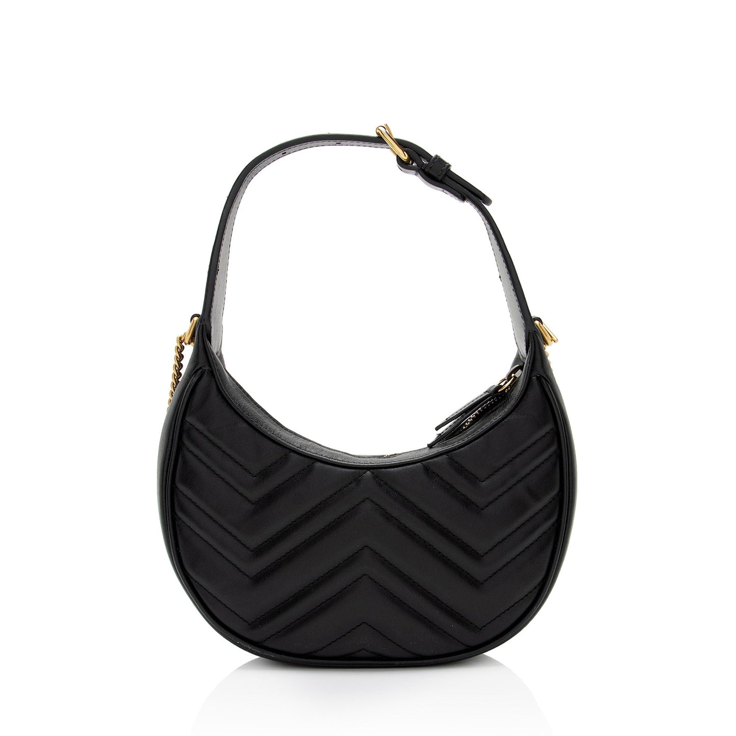Gucci Matelasse Leather GG Marmont Half Moon Mini Shoulder Bag (SHF-KwqPFJ)