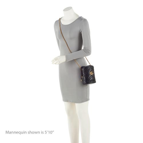 Gucci Matelasse Leather GG Marmont Mini Bucket Bag (SHF-81NEzE)