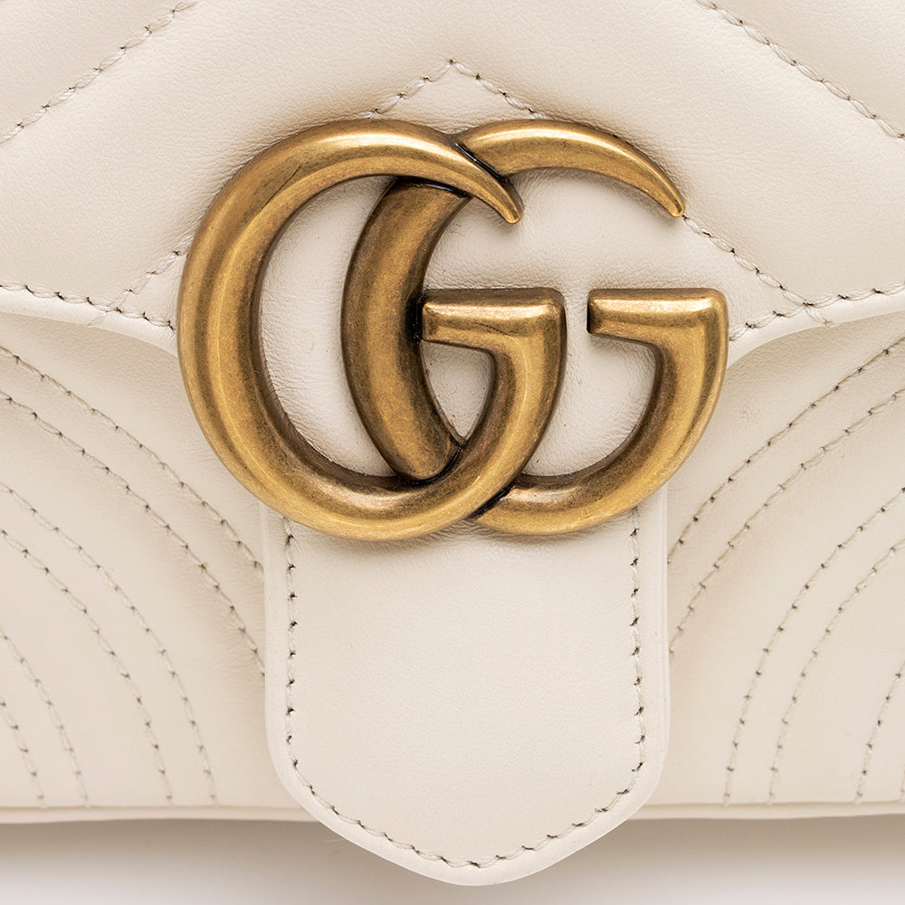 Gucci Matelasse Leather GG Marmont Mini Top Handle Bag (SHF-19549)