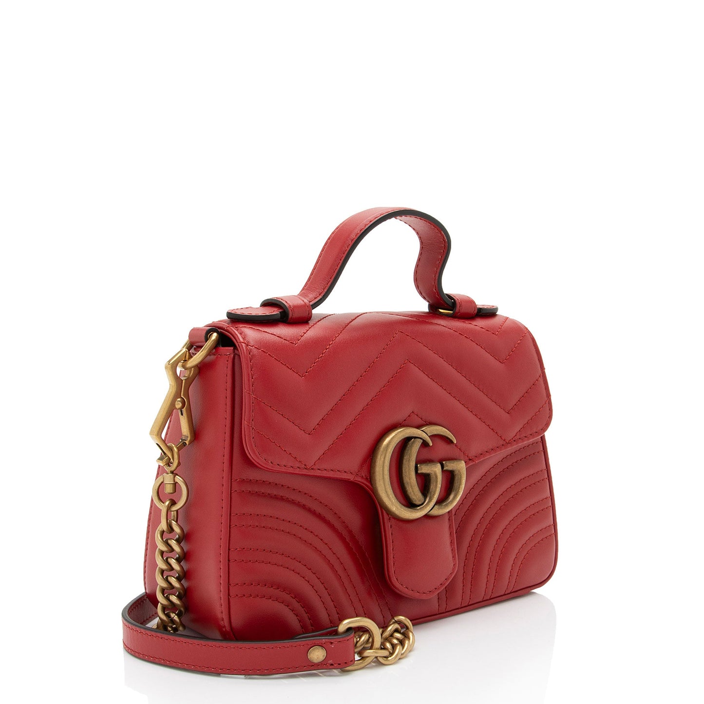 Gucci Matelasse Leather GG Marmont Mini Top Handle (SHF-JQUu1n)