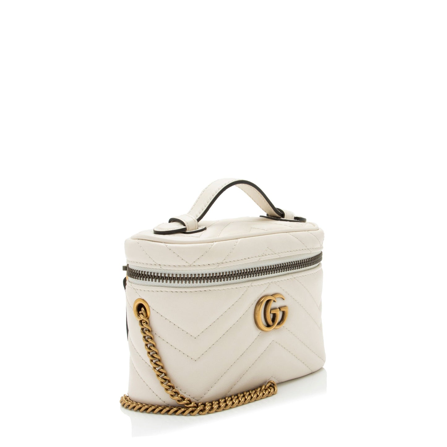Gucci Matelasse Leather GG Marmont Mini Vanity Top Handle (SHF-OIkIzL)
