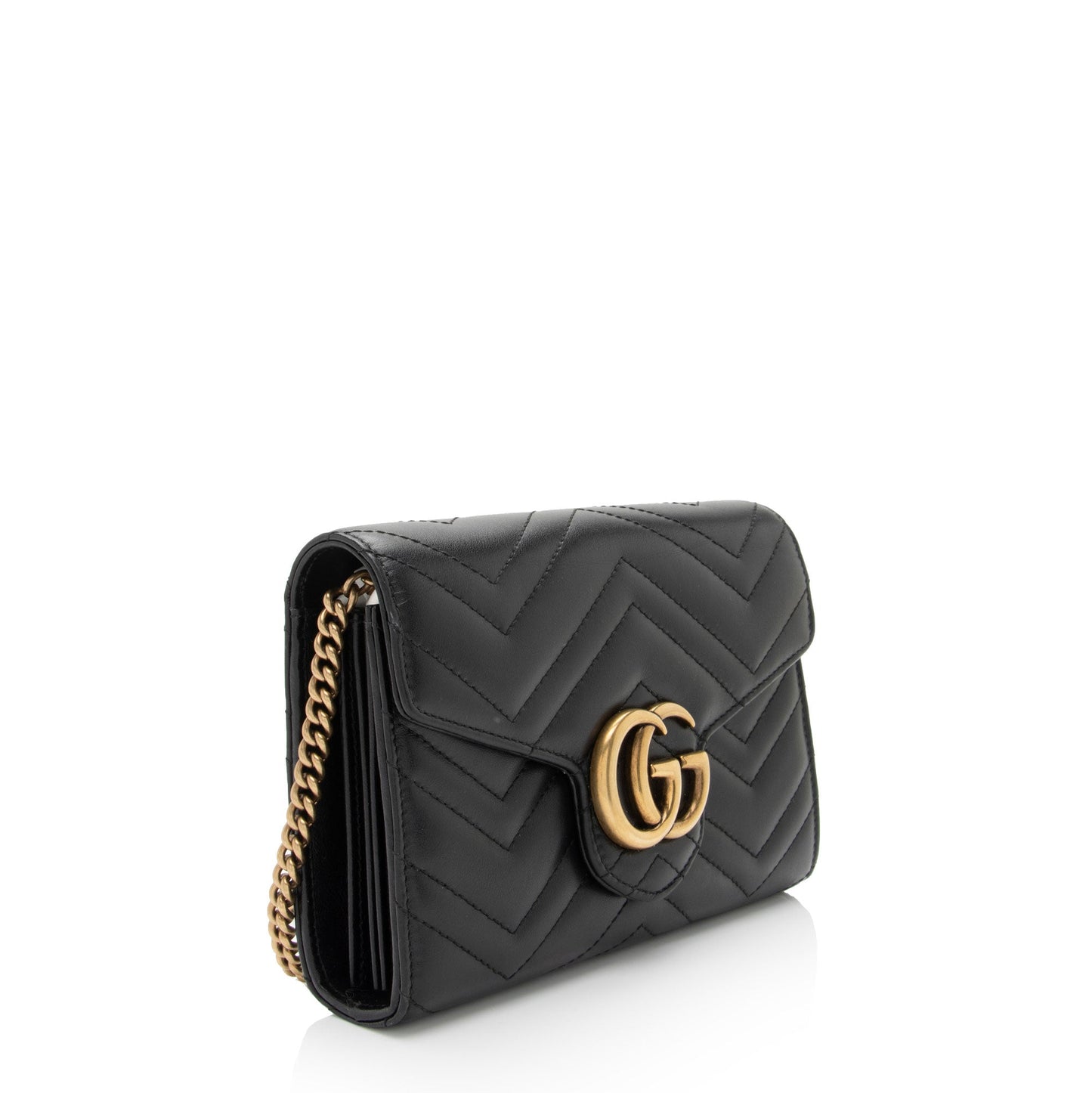 Gucci Matelasse Leather GG Marmont Mini Wallet on Chain Bag (SHF-LtbPoF)