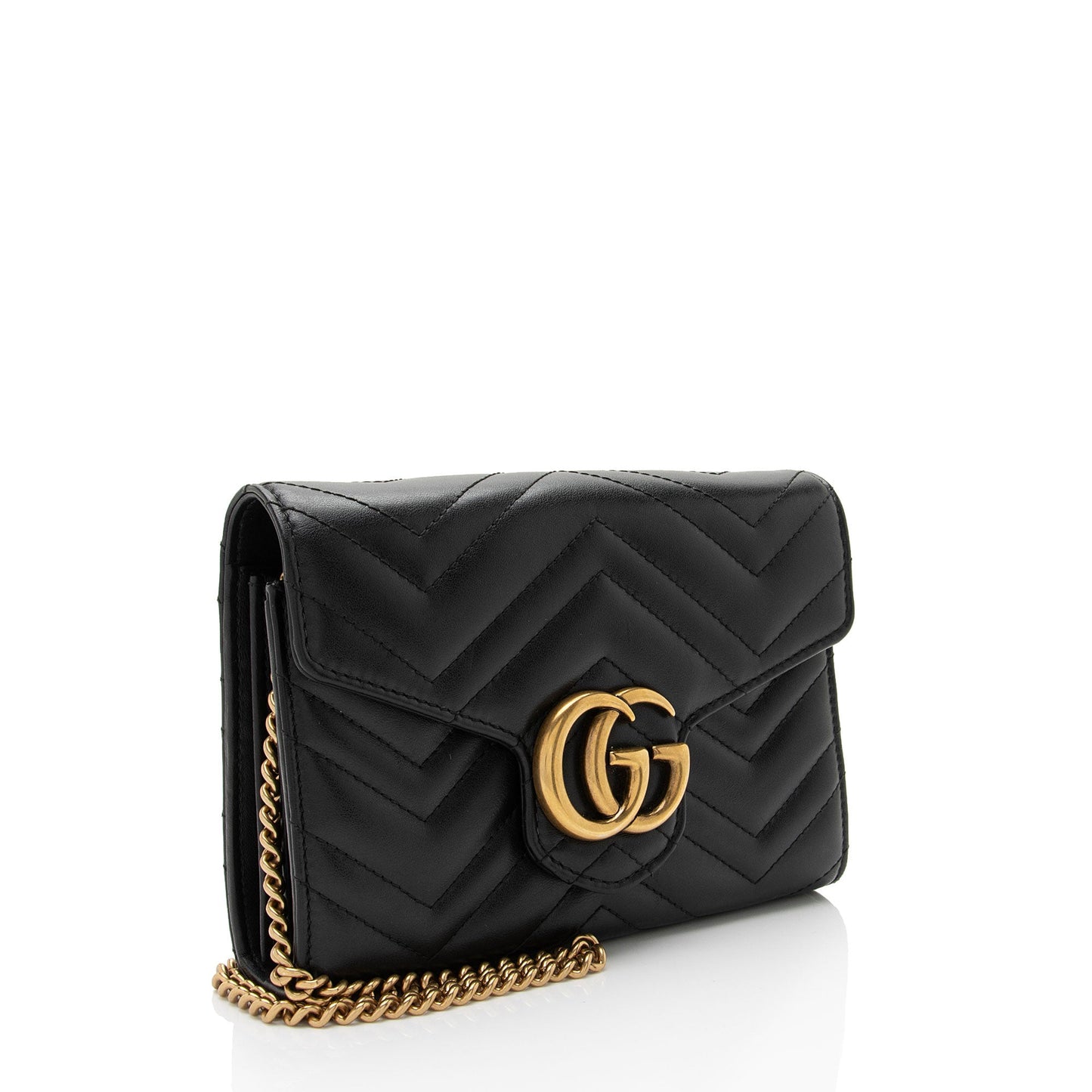 Gucci Matelasse Leather GG Marmont Mini Wallet on Chain (SHF-Us5Ysf)