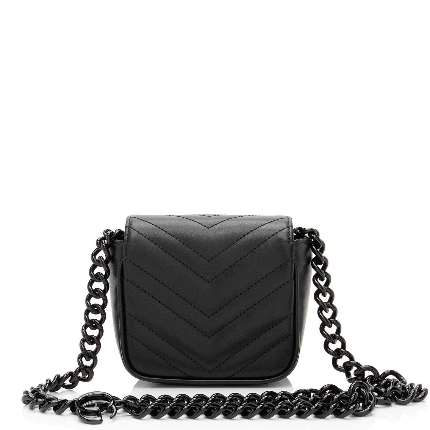 Gucci Matelasse Leather GG Marmont Monochrome Square Chain Belt Bag