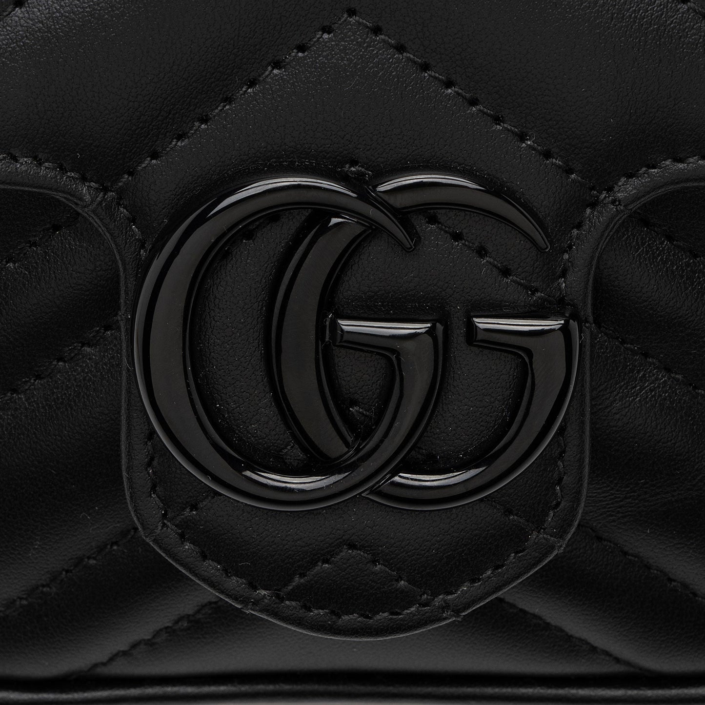 Gucci Matelasse Leather GG Marmont Monochrome Square Chain Belt Bag