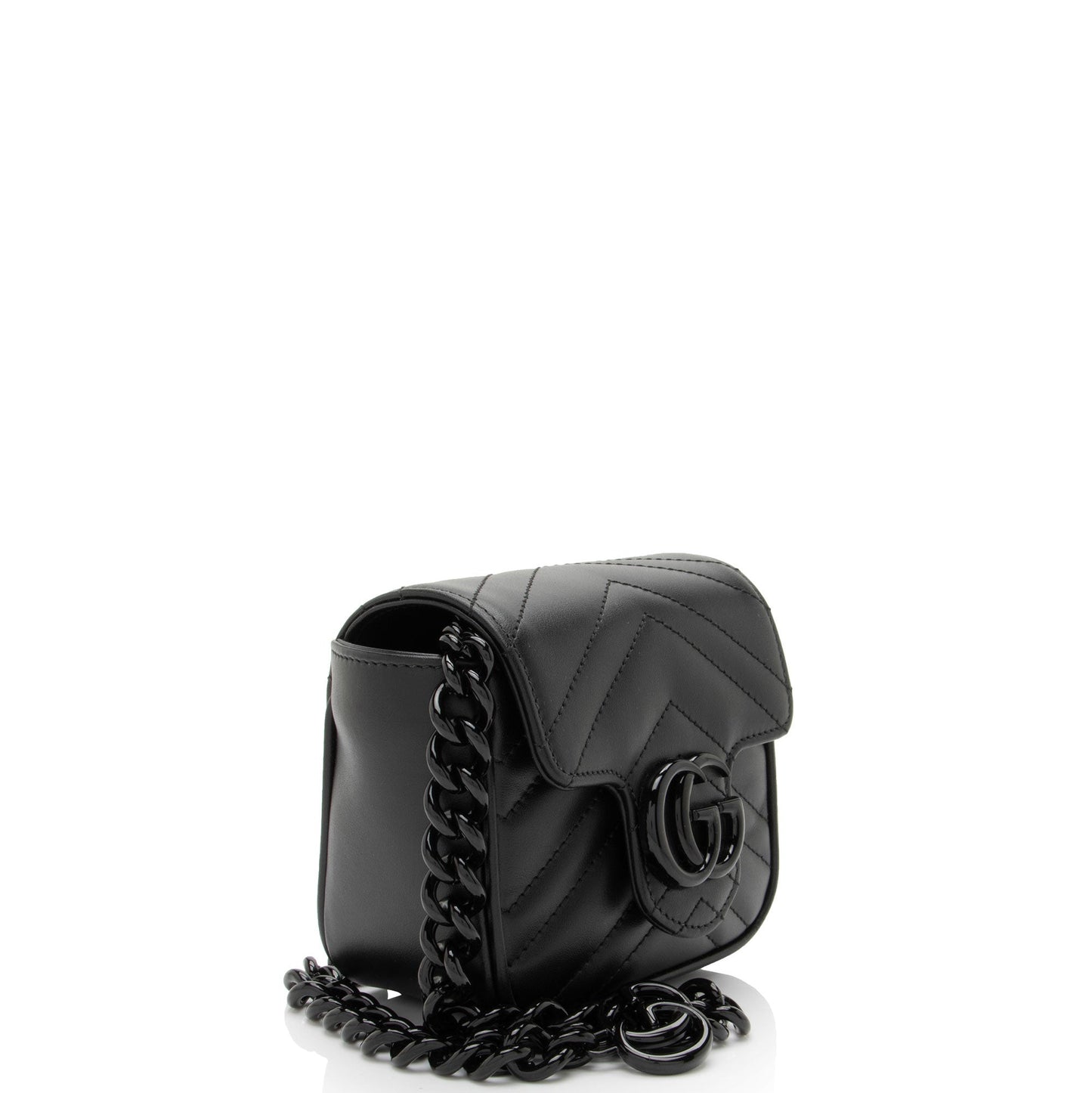 Gucci Matelasse Leather GG Marmont Monochrome Square Chain Belt Bag