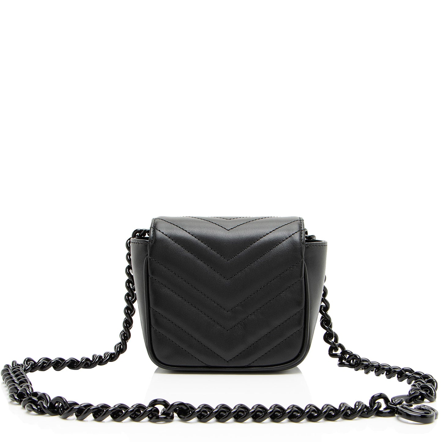 Gucci Matelasse Leather GG Marmont Monochrome Square Chain Belt Bag
