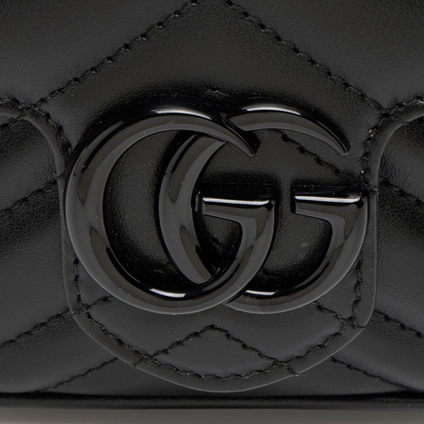 Gucci Matelasse Leather GG Marmont Monochrome Square Chain Belt Bag
