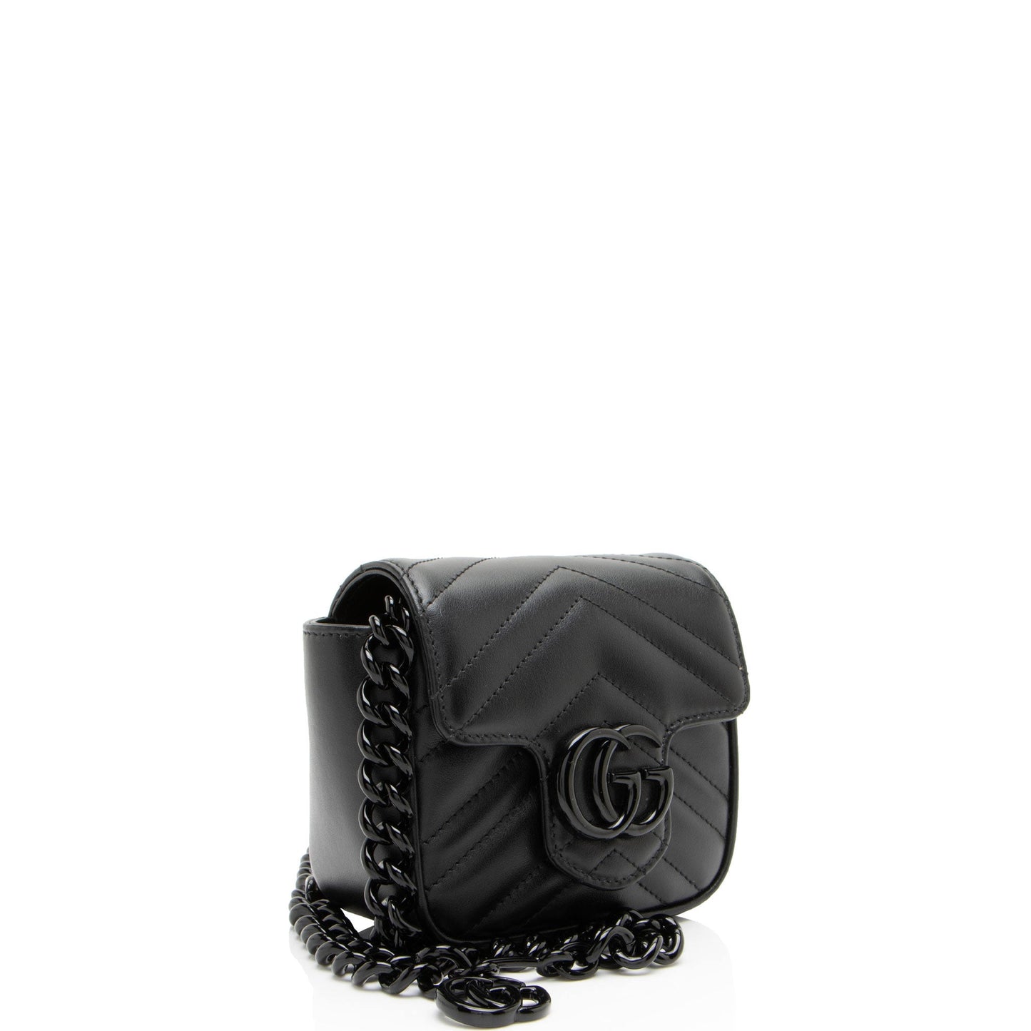 Gucci Matelasse Leather GG Marmont Monochrome Square Chain Belt Bag