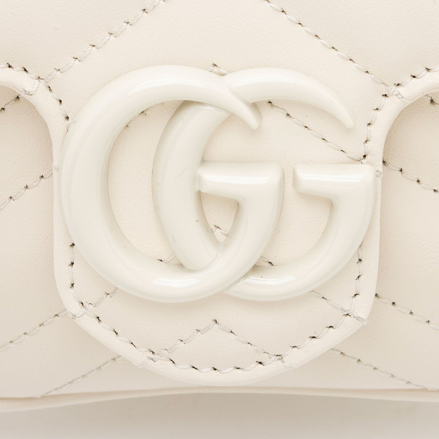 Gucci Matelasse Leather GG Marmont Monochrome Square Chain Belt Bag