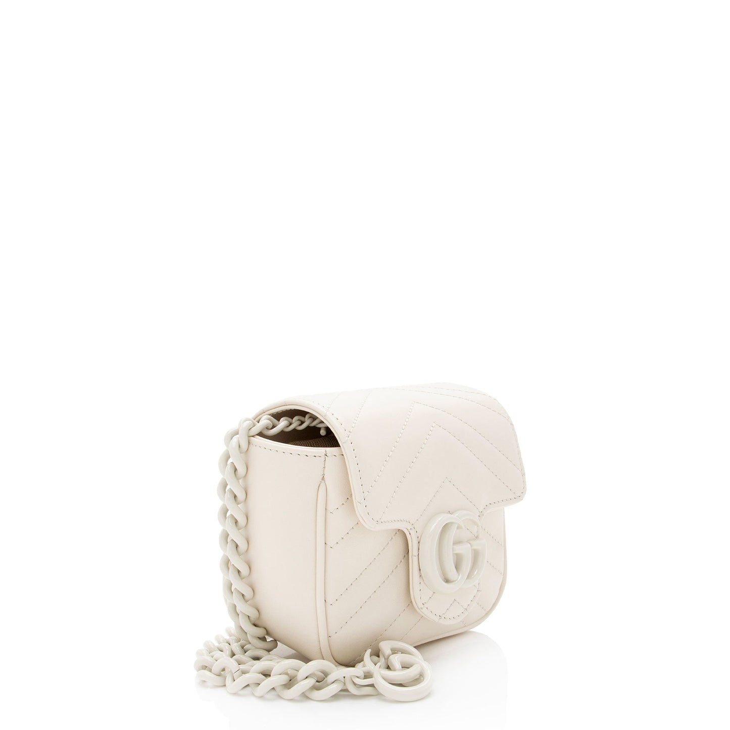 Gucci Matelasse Leather GG Marmont Monochrome Square Chain Belt Bag
