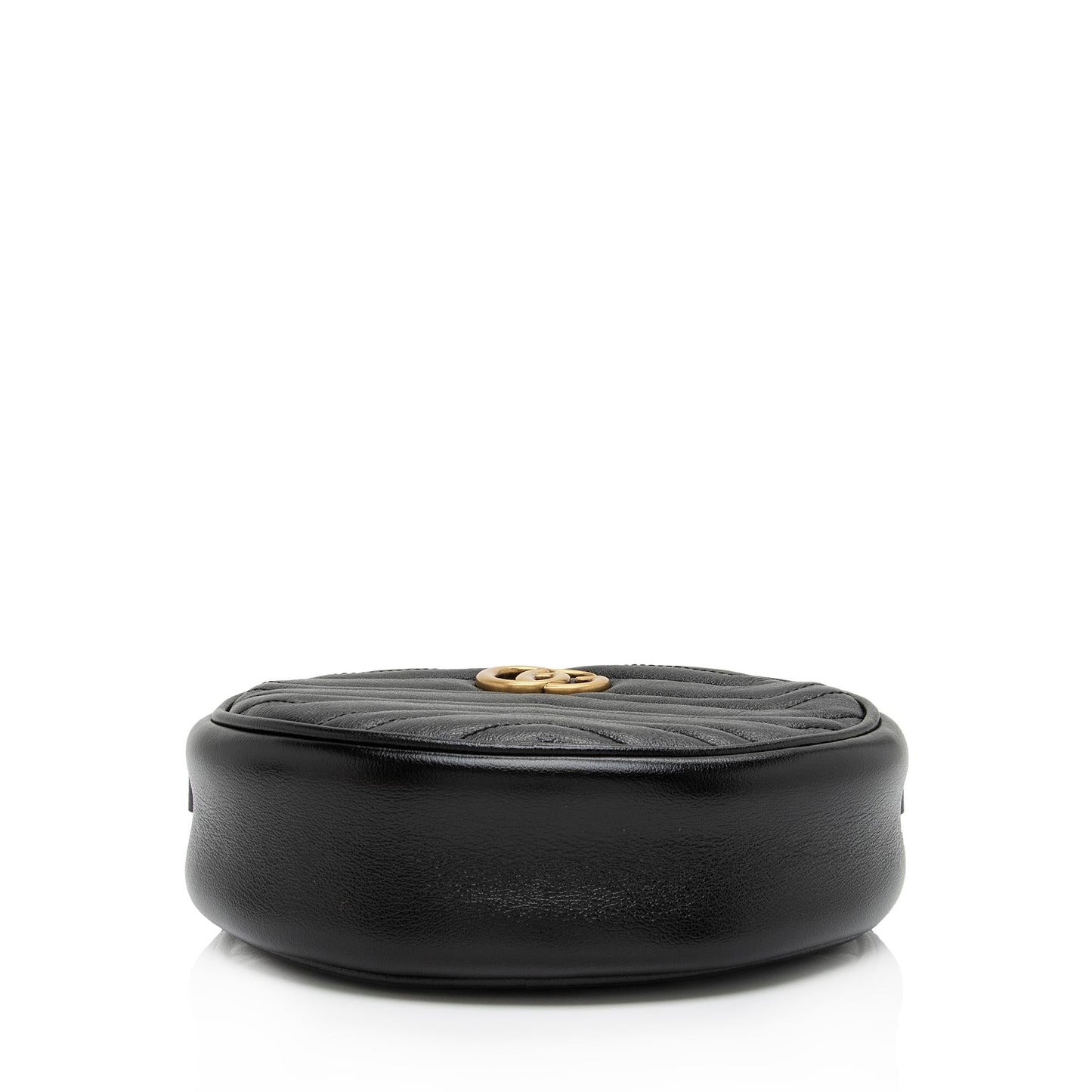 Gucci Matelasse Leather GG Marmont Round Mini Shoulder Bag (SHF-16xHJX)