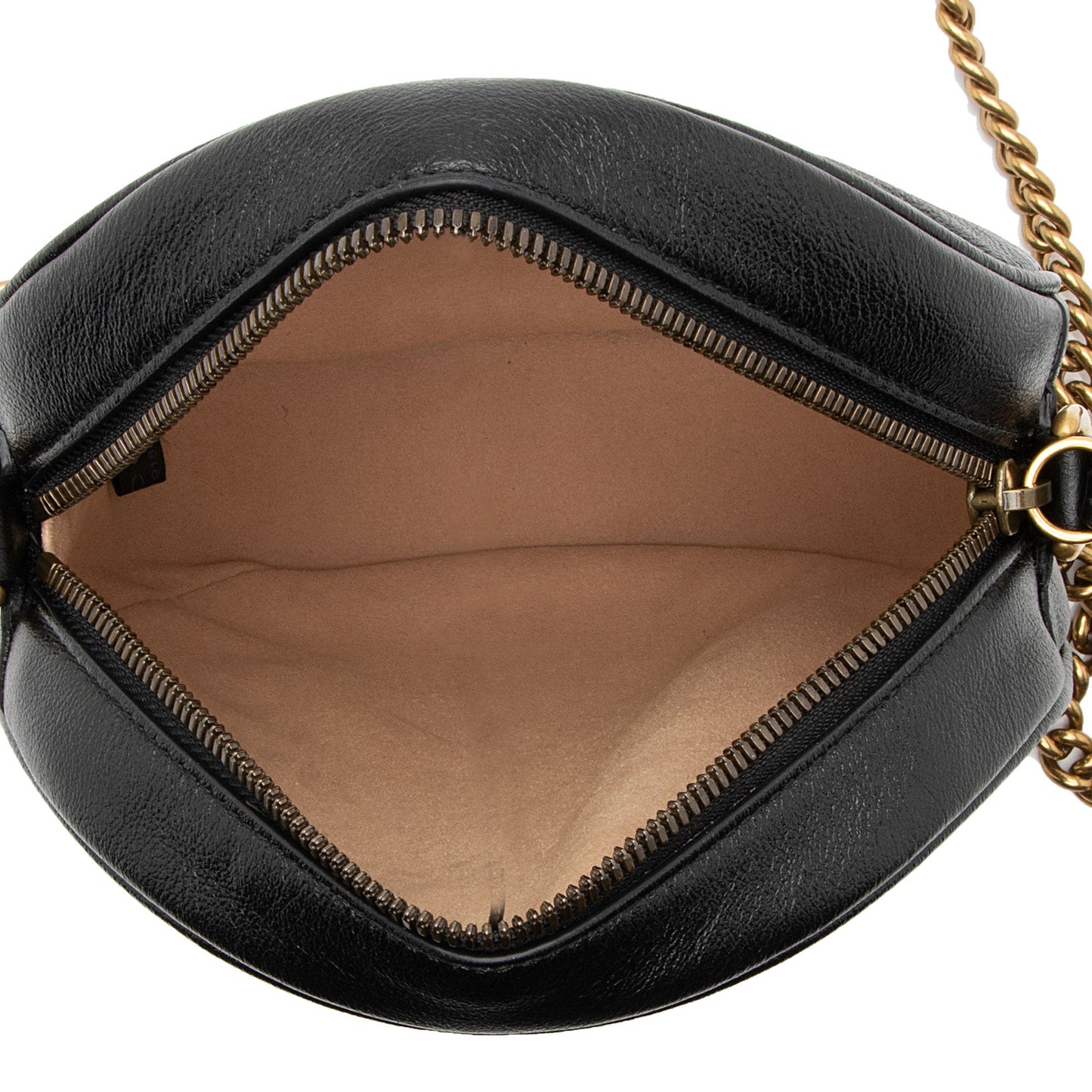 Gucci Matelasse Leather GG Marmont Round Mini Shoulder Bag (SHF-CQiicg)