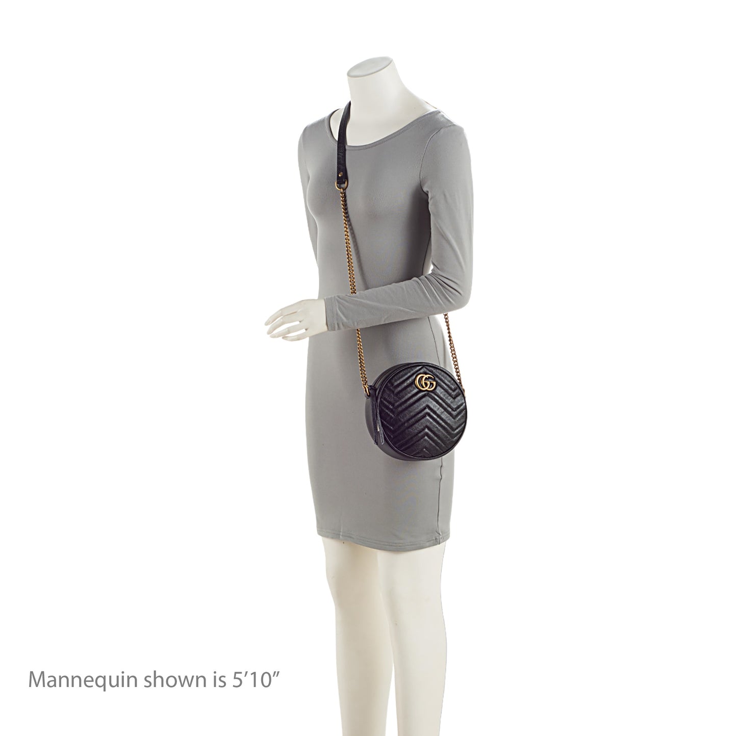 Gucci Matelasse Leather GG Marmont Round Mini Shoulder Bag (SHF-CQiicg)