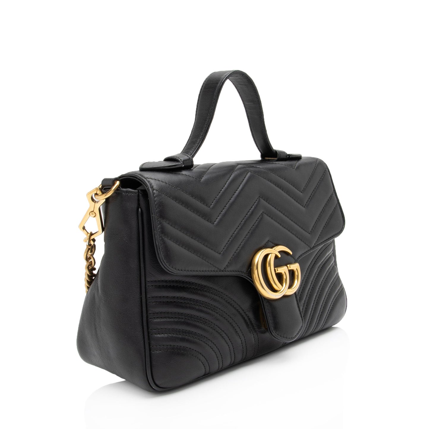 Gucci Matelasse Leather GG Marmont Small Top Handle Bag (SHF-GI9xgN)