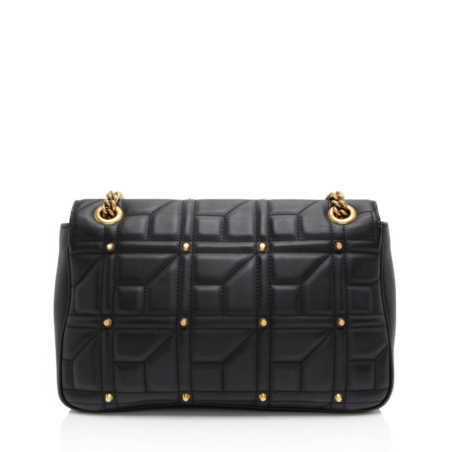 Gucci Matelasse Leather GG Marmont Studded Medium Flap Shoulder Bag