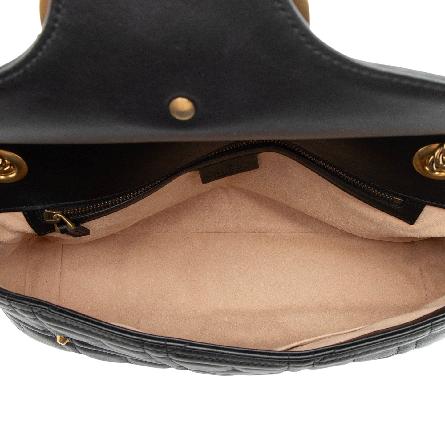 Gucci Matelasse Leather GG Marmont Studded Medium Flap Shoulder Bag