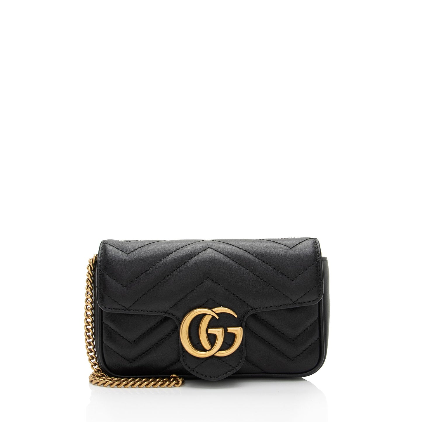 Gucci Matelasse Leather GG Marmont Super Mini Flap Bag (SHF-fWvNlT)