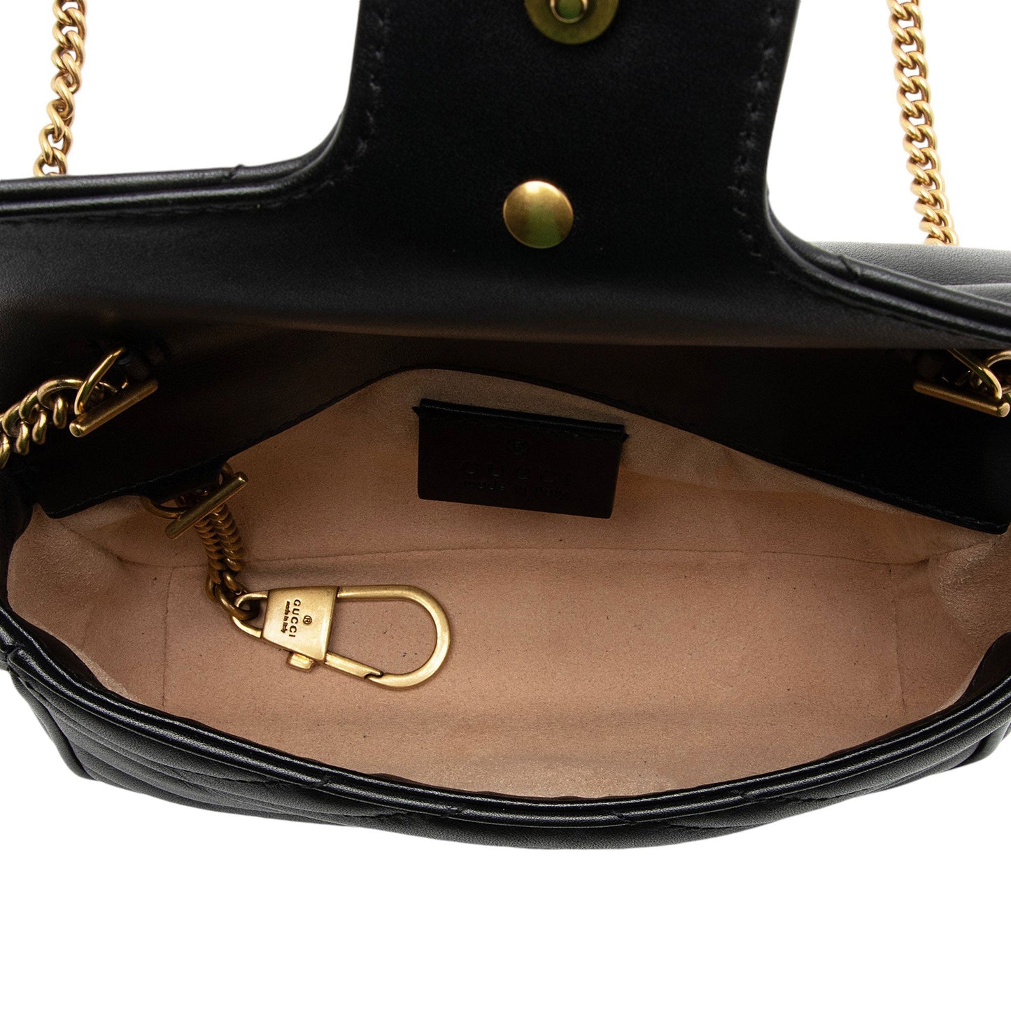 Gucci Matelasse Leather GG Marmont Super Mini Flap Bag (SHF-fWvNlT)