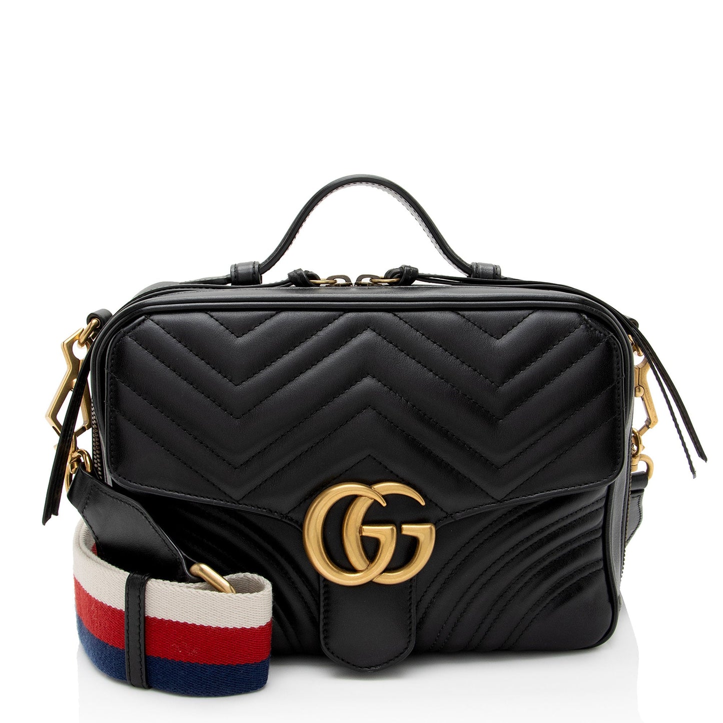 Gucci Matelasse Leather GG Marmont Zip Around Top Handle (SHF-czZJyD)
