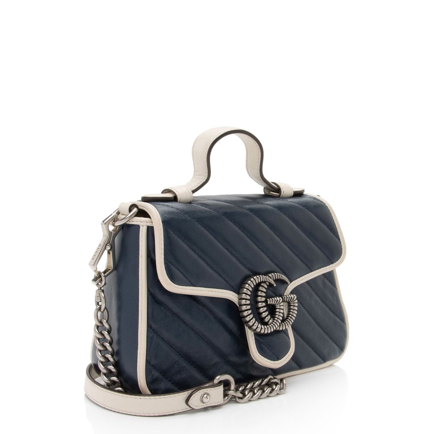 Gucci Matelasse Leather Torchon GG Marmont Mini Top Handle (SHF-MlSIP6)