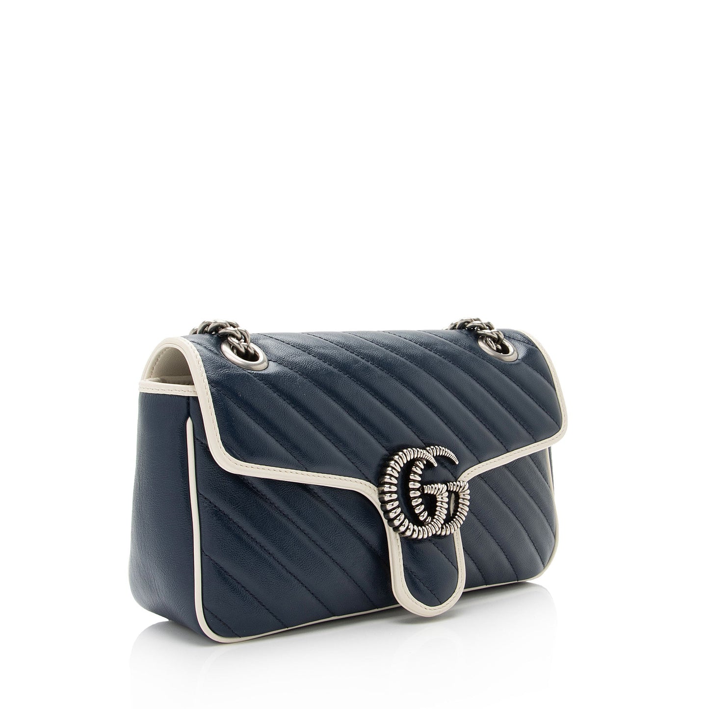 Gucci Matelasse Leather Torchon GG Marmont Small Flap Bag (SHF-UvP9FL)